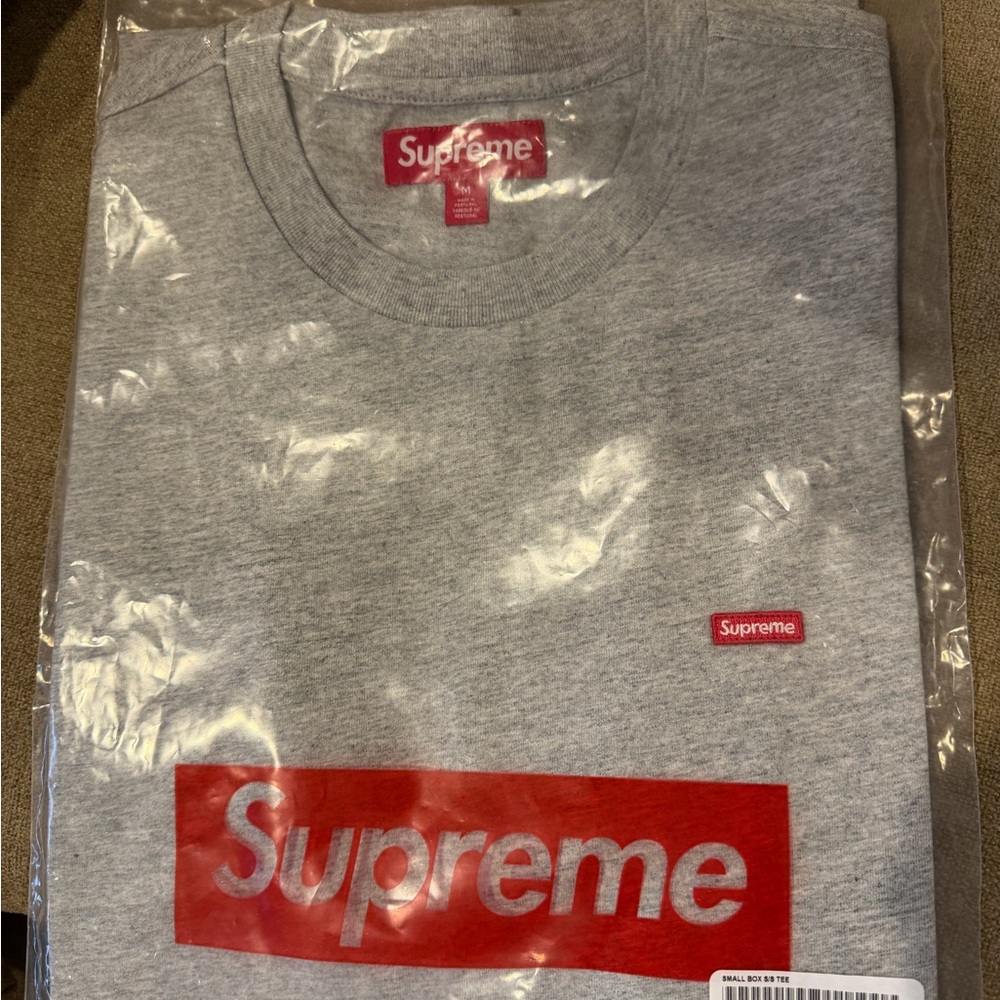 Supreme Heather Gray Tee with Red Box Logo